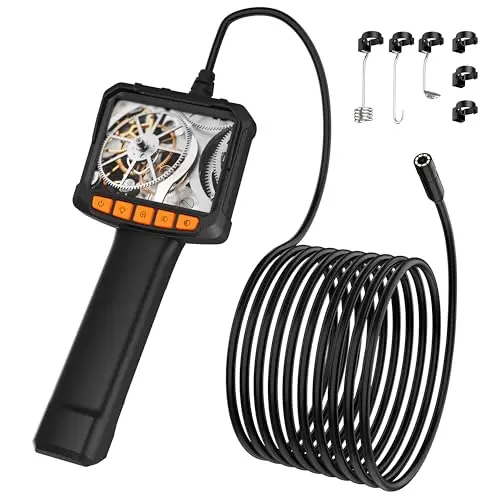 Cámara Endoscópica con luz,Serpiente de Inspección Pancellent 1920P, con Boroscopio de Pantalla a Color HD, Boroscopio Industrial Impermeable con 8 Luces LED Ajustables,Cámara de Alcantarillado de 5M