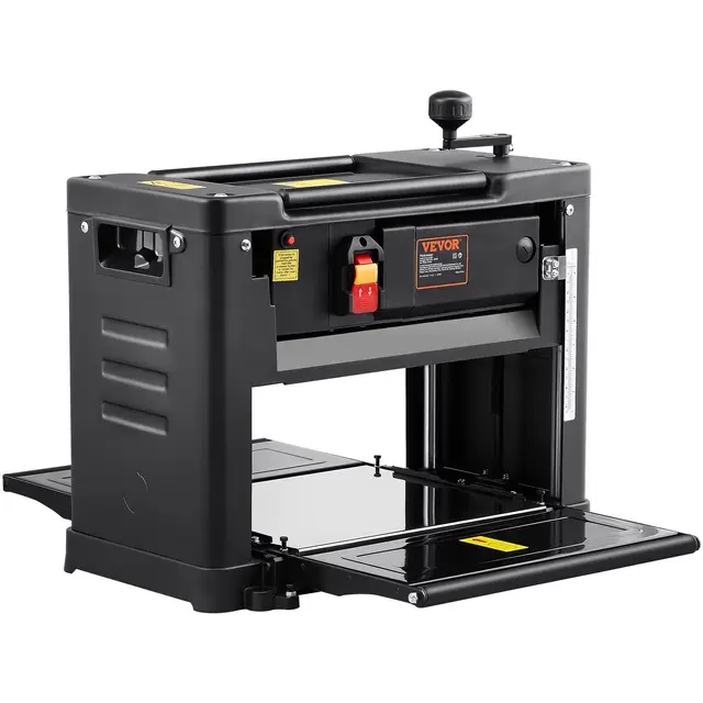VEVOR Cepilladora de Madera Eléctrica 1 Velocidad Regruesadora para Madera Dura y Blanda 33 cm de Ancho Regruesadora Cepilladora 2 Cuchillas Motor Potente de 15 Amperios y 1800 W Bajo Nivel de Ruido