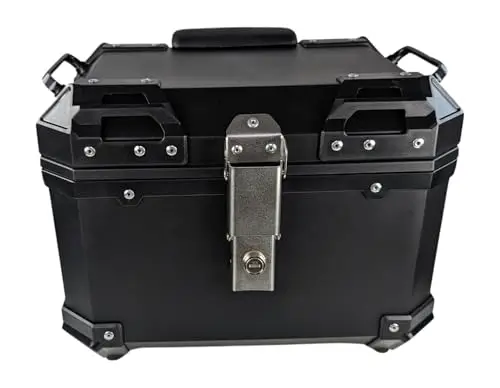 Mlink Baúl de Moto Universal 36L con Respaldo Lumbar ABS Negro Cuadrado Cerradura con Llave Carga Máx 15kg
