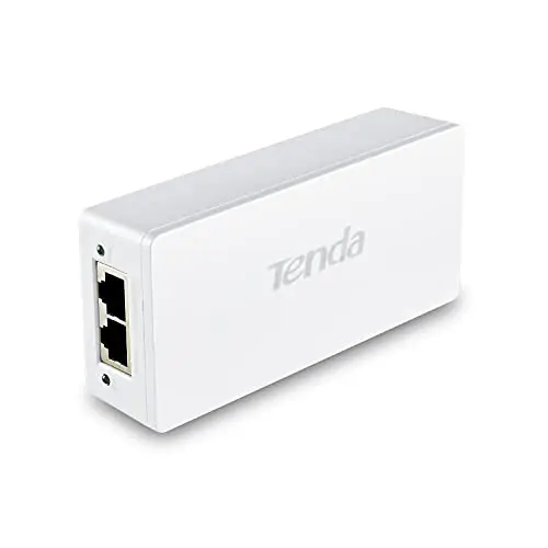 Tenda PoE30G-AT PoE Inyector, Adaptador, Alimentador, 2 Puertos Gigabit RJ45, IEEE 802.3af / at, Plug and Play, Proporciona Energía hasta 100 Metros, 30W, 51V, Blanco