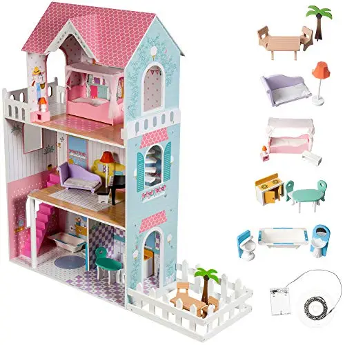 mamabrum casa muñecas madera xxl led