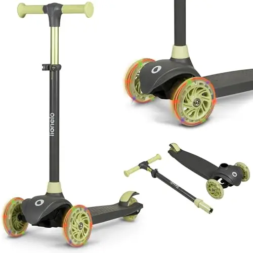 LIONELO Jessy Scooter de Equilibrio para niños de 3 años hasta 50 kg, Scooter de 3 Ruedas Ligero con Ajuste de Altura, Ruedas LED, Plataforma Antideslizante