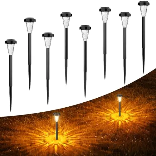 FIFlying Lámpara Solar Exterior para Jardín 8 Piezas, 2 Modos Blanco Cálido Luces Solares Exterior Jardín, IP65 Impermeable Luces Solares LED Exterior para Jardín, Patio, Césped, Entrada, Pasarela