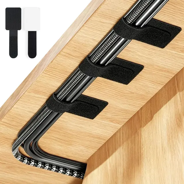 50 unidades de gestión de cables para escritorio, soporte autoadhesivo para cables, cinta de , bridas reutilizables, organizador de cables, mesita de noche para PC, TV, oficina, hogar, compatible con