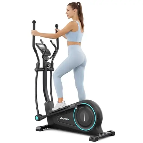 THERUN Bicicleta Elíptica para Casa Silenciosa, Resistencia Magnética de 16 Niveles, Soporta hasta 120 kg, Monitor LCD, Máquina de Cardio para Entrenamiento de Cuerpo Completo