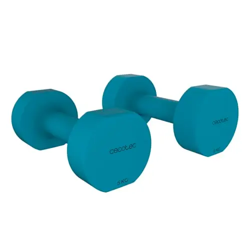 Cecotec Set de Mancuernas de 1 a 5 Kg, Drumfit 400 DoubleNeo, Recubrimiento de neopreno, Diseño compacto y anti-rodamiento, Entrenamiendo de fuerza, movilidad, equilibrio y resistencia