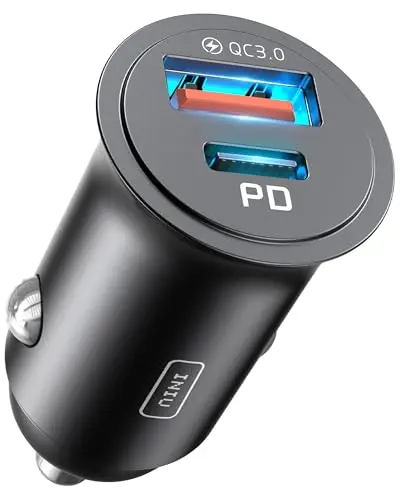 INIU Cargador Coche Carga Rápida 60W, Cargador Mechero Coche, 12V USB-C Cargador Movil Coche para iPhone 17 16 15 Pro MAX, Samsung S25, Xiaomi, Camper, Furgoneta, Camion, Fiat Peugeot, BMW etc