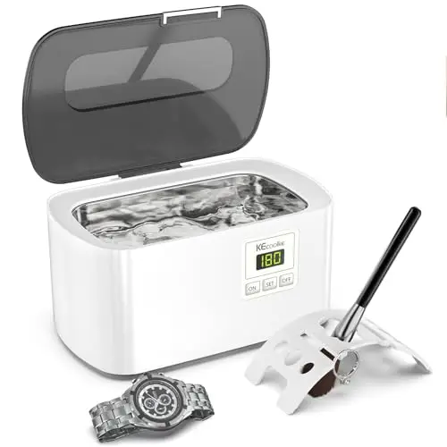 KECOOLKE Limpiador ultrasónico de joyas, limpiador ultrasónico de 600 ml con temporizador digital, adecuado para gafas, anillos, monedas, cubiertos, regalos Solución de limpieza ultrasónica
