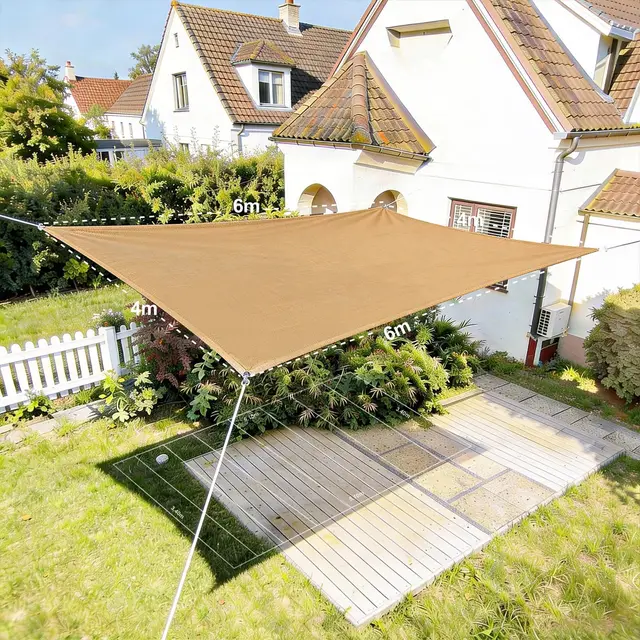 HAIKUS Toldo Vela Rectangular 4x6 m, Vela de Sombra 6x4 m HDPE, Transpirable, Resistente, 98% Protección Rayos UV para Exterior, Jardín, Terrazas (Arena)