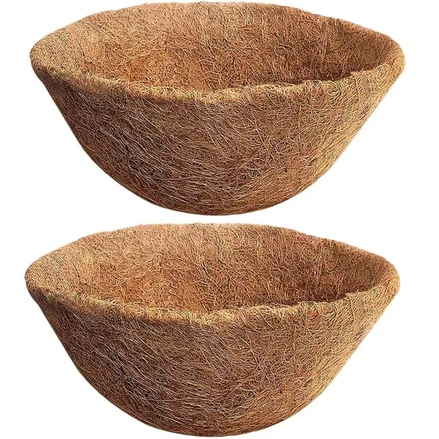 SUNYAY Paquete De 2 Ø35cm(14") Redondo Forro De Fibra De Coco Natural para Macetas De Flores y Verduras De Jardín Colgar Cesta
