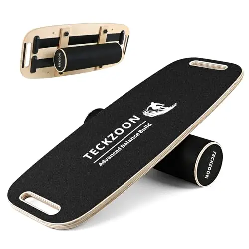 Tabla de equilibrio de madera, antideslizante con rodillo de corcho y soporte, entrenador de equilibrio, tabla de pilates, tabla de fisioterapia, monopatín y tabla de surf, equipo de