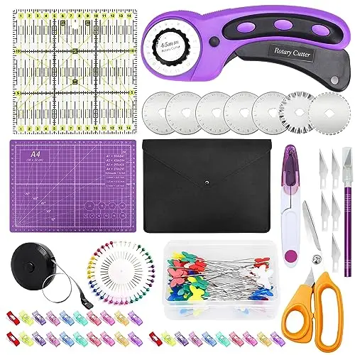 SAMISO Cortador Giratorio,Cortador Rotativo,Cúter Rotativo Tela,Cutter Manualidades,Cortador Tela,Rotary Cutter para Tela Patchwork,Costura, Manualidades,DIY