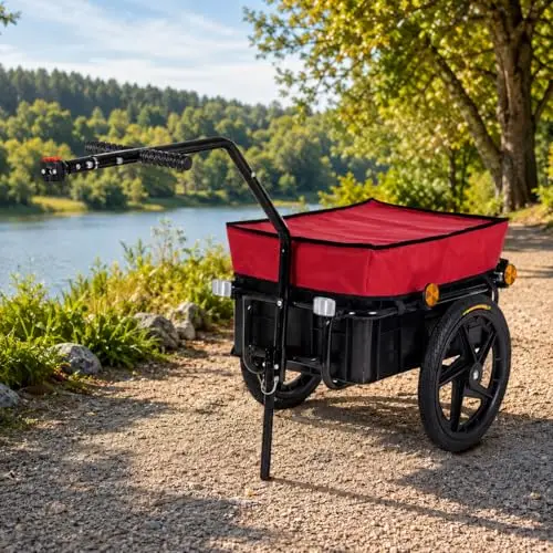 SAMAX Remolque de Bici Bicicleta Cesta Extraible Rueda Neumaticos Remolque de Transporte para Carga
