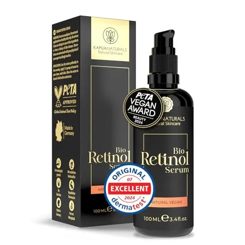 Retinol puro para la cara • 100 ml • +Vitamina C +Hialurón • Para una piel radiante • Sérum antiedad Retinol Serum • ORGÁNICO Vegano • Cosmética natural y sostenible de Alemania
