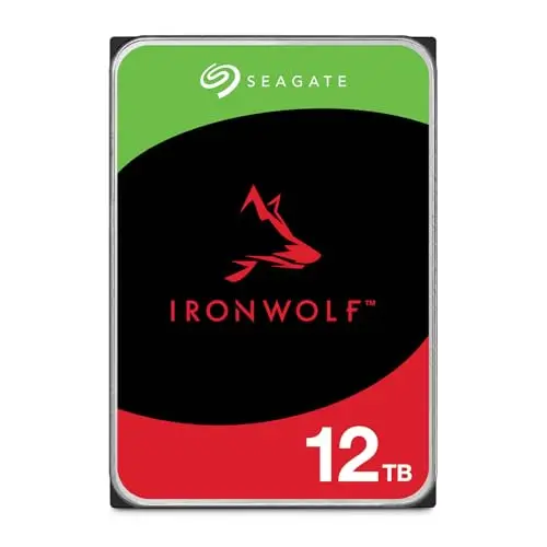 Seagate IronWolf 12TB, Disco duro interno, NAS HDD, CMR, 3.5 Pulgadas, SATA 6 GB/s, caché de 256 MB para almacenamiento conectado a red RAID, Paquete Abre-fácil, Rescue Services (ST12000VNZ008)