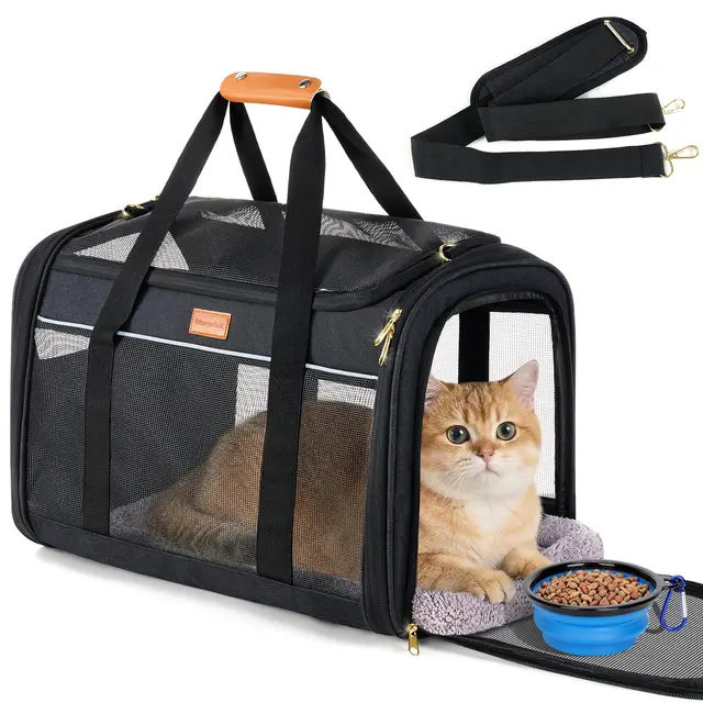 Transportín Morpilot para Gatos Grandes, Gatos y Cachorros de hasta 12 kg; transportín Plegable para Gatos; transportín para Perros con Malla en los Cuatro Lados, Ideal para el hogar y los Viajes