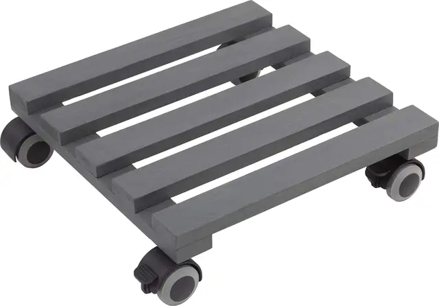 Metafranc 825260 - Rodillo para Plantas (300 x 300 mm, Capacidad de Carga de 60 kg, Placa de Pino, Ruedas de TPE con 2 Cierres, Ruedas de plástico TPE con 2 Cierres), Color Gris