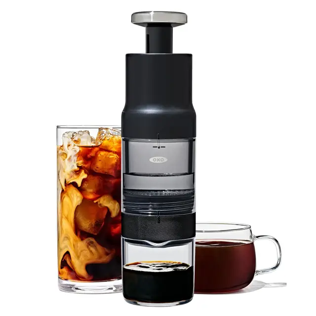 OXO Brew Rapid Brewer – Cafetera manual portátil, filtro de acero inoxidable incorporado, resistencia ajustable, compacta y liviana, no necesita cápsulas ni filtros de papel