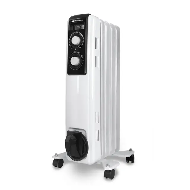 Orbegozo RF 1000, Radiador eléctrico bajo consumo, 1000 W de potencia, 5 Elementos, termostato regulable, luces led, 2 niveles de potencia