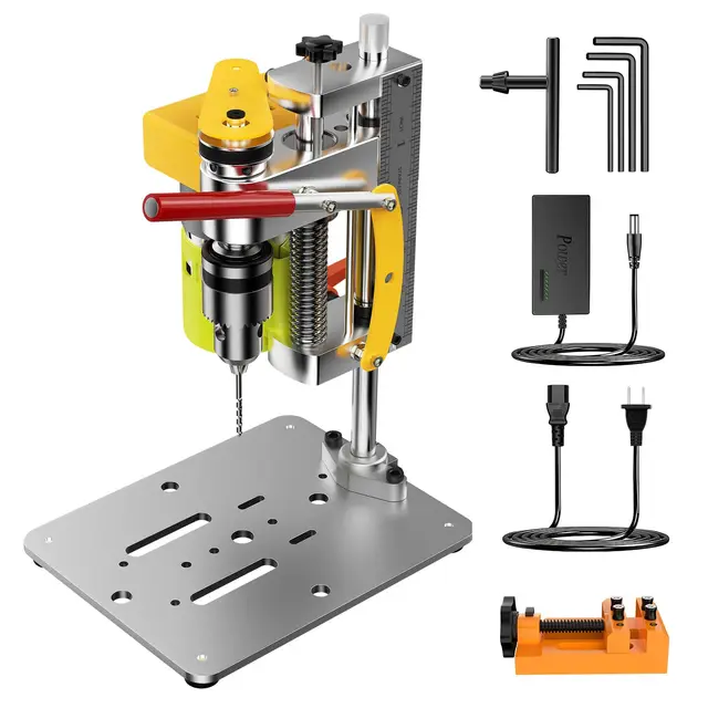 Yofuly Mini Taladro de Banco, Taladro de Columna Eléctrico de 7 Velocidades, Mini Mesa de Prensa Taladro Multifunción para Bricolaje en Metal, Madera, Manualidades CNC 795 Motor B10 Chuck