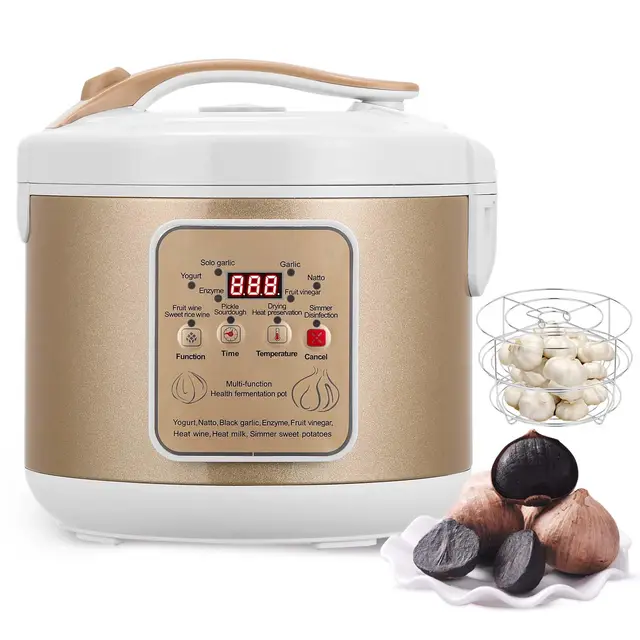 Moongiantgo 6L Fermentador de Ajo Negro, Olla Automática de Ajo, Natto, Yogur, Kimchi, Máquina Fermentadora de Vino, Cocedor de Ajo con Control Automático, Control de Tiempo y Temperatura, 220V