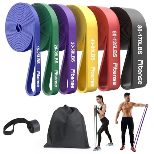 Fitense Bandas de Resistencia Set de 6 - Bandas Elasticas Musculacion de Resistencia, Bandas Elasticas Fitness para Hombre Mujer Entrenamiento/Yoga/Stiramiento/Pull Up Assitant