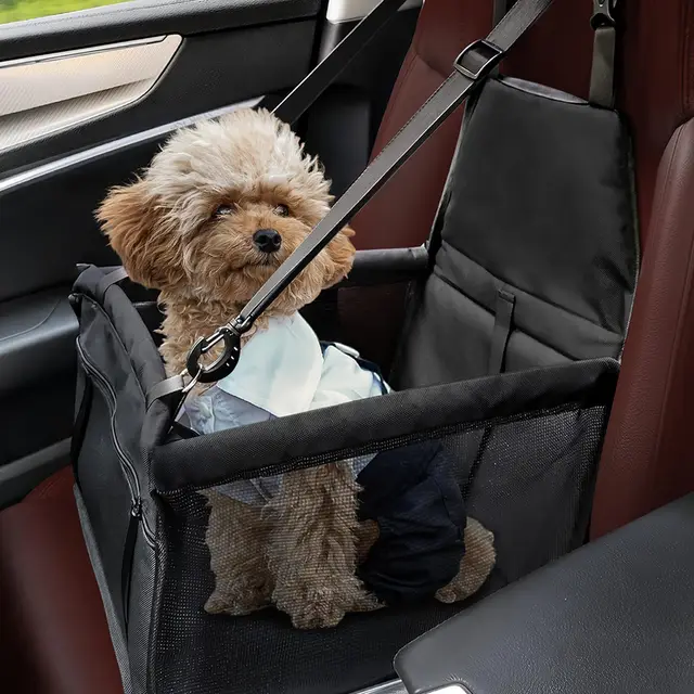 Flagest Asiento Perro Coche - Oxford Suaves Lavables Cesta Coche Perros - Estable Plegables Viaje Transportin Perro Coche - Asiento de Coche para Mascotas 40 * 32 * 24 cm(Negro)