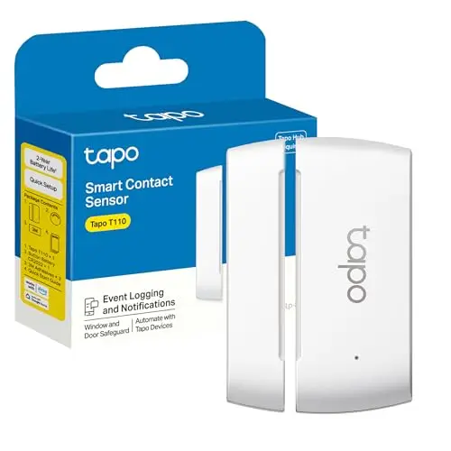 Tapo TP-Link T110 - Sensor de Contacto Inteligente, Domótica, Ahorro de Energía, Batería Larga Duración, Alertas de Intrusos, Requiere Hub