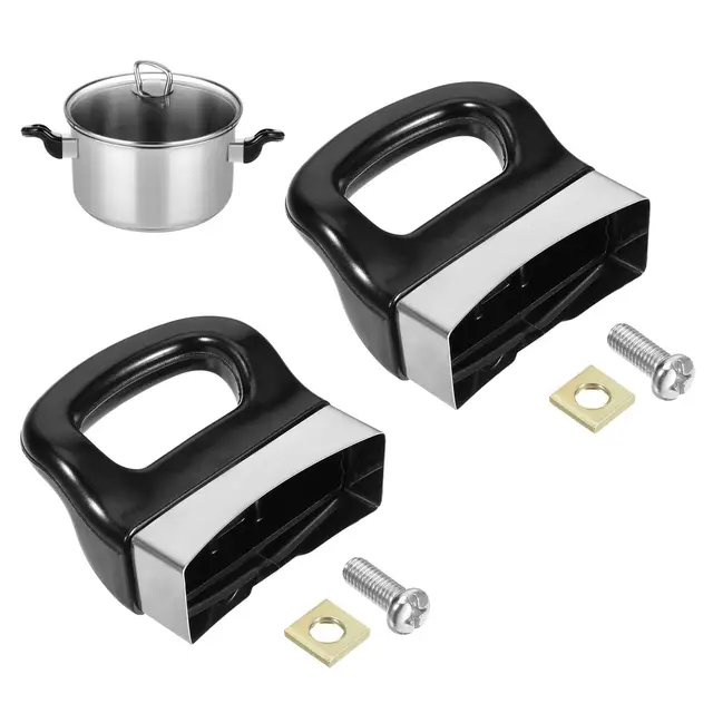 Giantree Mango de olla a presión, 2 unidades, mango de tapa de cacerola, metal de repuesto, asas laterales para ollas, mango universal para utensilios de cocina, color negro