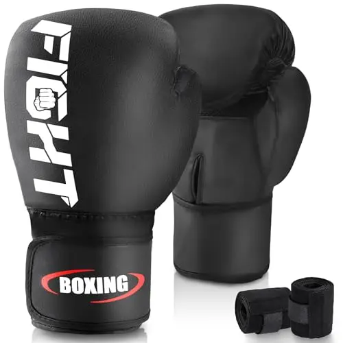 Guantes de Boxeo para Adulto, Premium Cuero Saco de Boxeo Guantes de Boxeo para Sparring Kickboxing Saco Manoplas de Boxeo MMA Fight Training, Hombres Mujeres,12 14 16oz