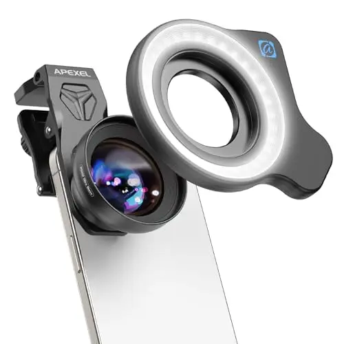 Evil Eye Kit Lentes Macro Profesionales con Luz de Relleno para Smartphone, Lente Macro de 100mm para Teléfono con Clip Universal, Accesorio para Fotografía HD Compatible con iPhone y Android