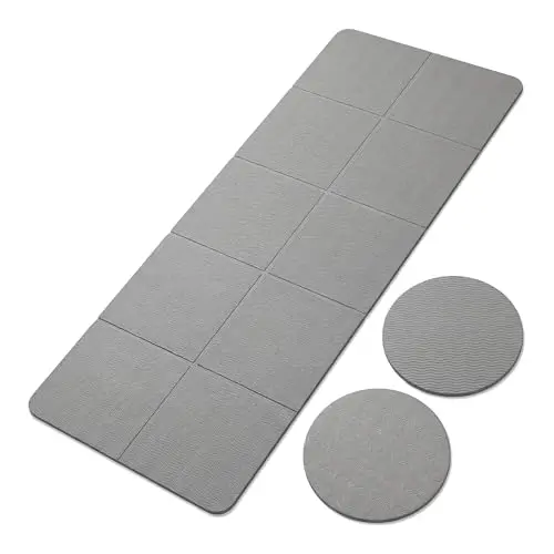 Esterilla de yoga plegable TPE - Esterilla de yoga de 183 x 61 cm, 5 mm + 2 cojines para rodillas de 18 x 18 cm, antideslizante, resistente al desgaste, protección para rodillas, codos, muñecas