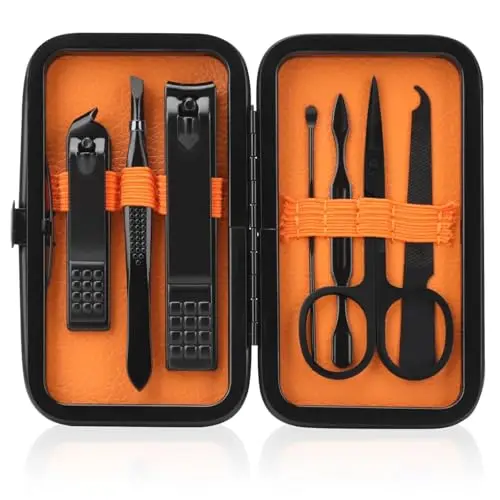 Set de manicura para hombres Set cortauñas Cuidado personal Kits de manicura de viaje Set de manicura Cortauñas Kit de pedicura Herramientas básicas para el cuidado de las uñas Regalo para hombres