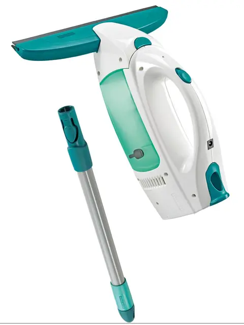 Leifheit Set de aspirador limpiacristales Dry & Clean con palo 43 cm., limpiaventanas para limpieza 360º, aspiradora vertical, 38 minutos de autonomía