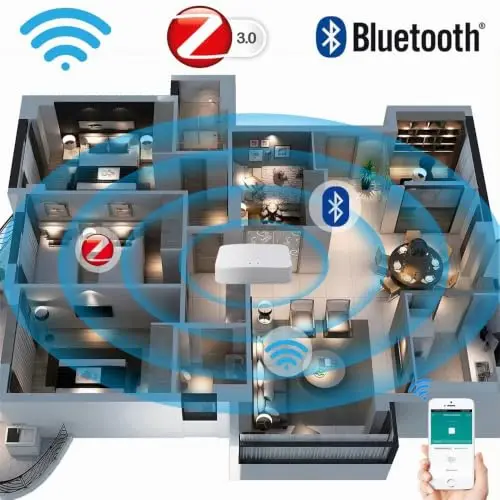 KETOTEK Puerta de Enlace Tuya WiFi ZigBee 3.0 Bluetooth Gateway Hub Inalambrico, Smart Life APP Controle, Solo para Dispositivos Compatibles con Tuya