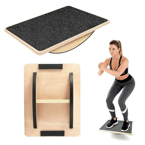 Tabla de equilibrio de madera para entrenamiento de tobillo, 40 x 30 cm