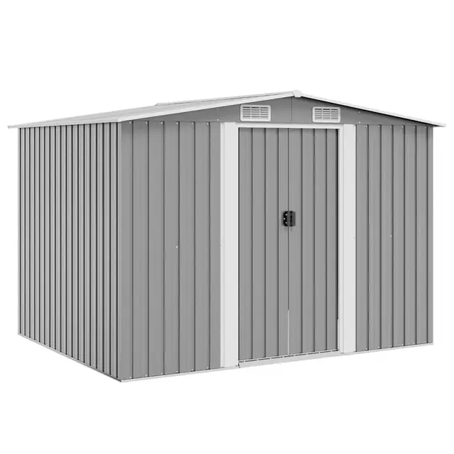 vidaXL Caseta de Almacenaje Jardín Metal Gris 257x205x178 Cobertizo de Patio