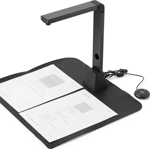 Escaner Documentos A3 22MP: OCR 130 Idiomas USB Camara de Documentos 4 LED Escaner Profesional con OCR para Oficina Escuela Archivo