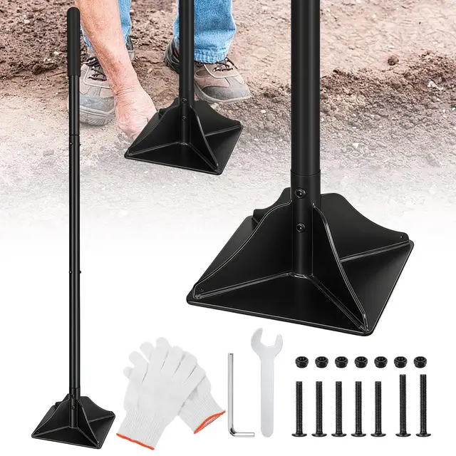 Apisonador manual para compactación, pesado, con mango de 120 cm, placa base de 20 x 20 cm, mango de goma para ahorrar trabajo, apisonador de acero para suelo, grava y arena