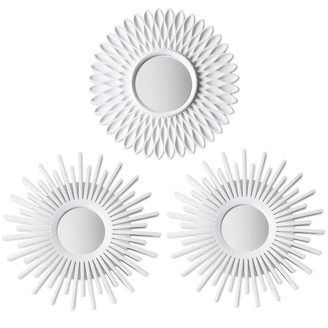 BONNYCO Espejos Pared Decorativos Blancos, Pack 3 Espejos Decorativos Redondos Ideales para Decoracion Casa Habitación. Adornos Salon Hogar, Regalos Originales para Mujer. Decoracion Pared