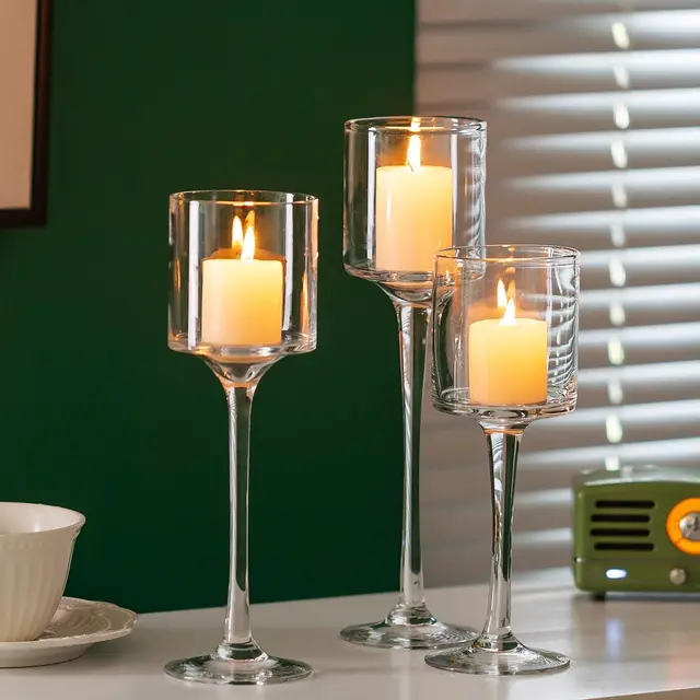 romadedi set 3 portavelas cristal