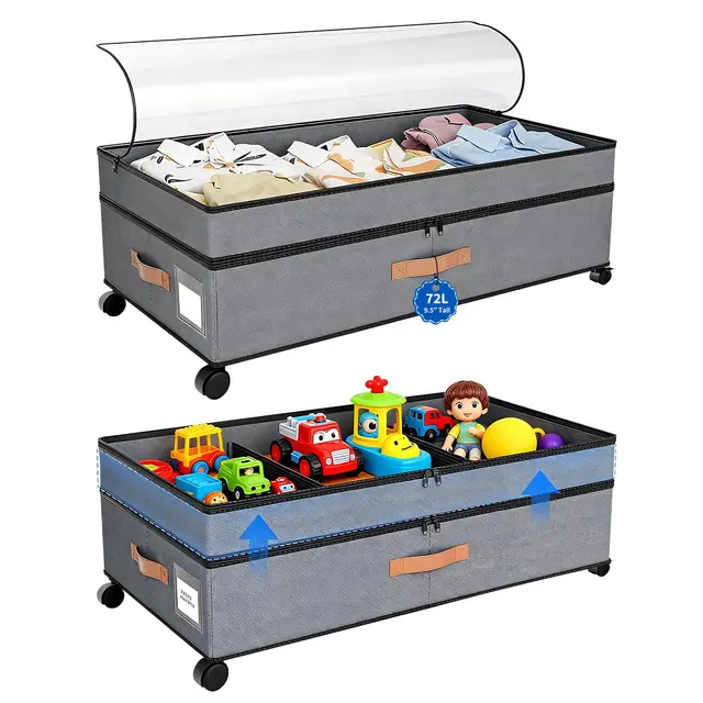 lnopever cajas bajo cama 72l con ruedas