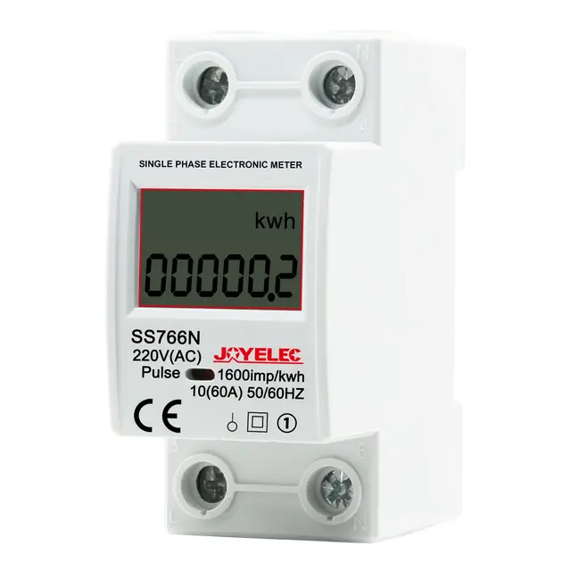Contador de Energía Digital Monofásico, 230V 10 (60) A 50/60Hz, Medidor de Consumo Eléctrico Riel DIN con Pantalla LCD, Contador de Energía Inteligente para