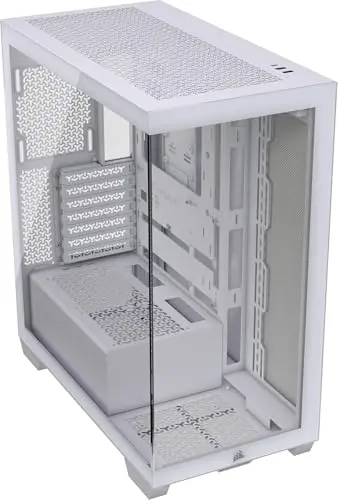 CORSAIR 3500X Media-Torre ATX Caja de PC - Cristal Templado Panorámico - Conexión Inversa Compatible con Placa Base - Sin Ventiladores Incluidos - Blanco
