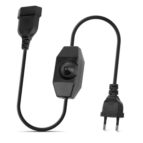 Regulador LED con Interruptor, BRIMETI 2 Meter Regulador de Intensidad Cable, Dimmer Lámparas LED 220-240V, 100W Max Enchufe Cable Extensión Regulador Rotativo, Interruptor Dimmer para Led Regulable