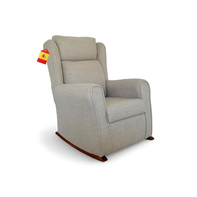 sillón orejero reclinable beige balancín