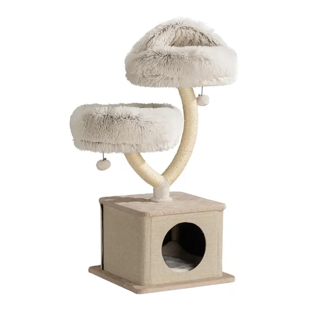 Fudajo Árbol para Gatos diseño de Ramas 95cm con Peluche y sisal rascador con casa y guarida