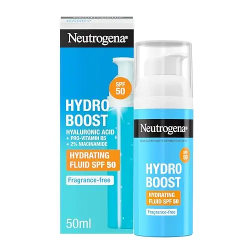 Neutrogena Hydro Boost Fluido Hidratante SPF 50 (1 x 50 ml), crema solar 50 de uso diario con ácido hialurónico y 2% niacinamida, protector solar hidratante de amplio espectro