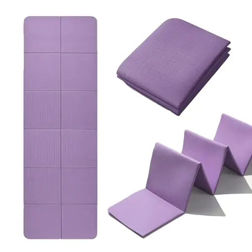 Esterilla Yoga Plegable 183 X 61 X 0.4 cm Esterilla de Yoga Antideslizante Esterilla Pilates de Viaje con Bolsa para Esterilla de Gimnasia, Pilates, Deportes