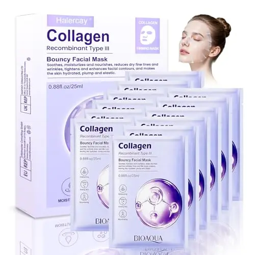 Mascarilla DE Colágeno,Hidratante Intensa Nocturna,Máscara facial nocturna para piel brillante de vidrio,Minimización De Poros, Mejora de la Elasticidad,reafirmante e hidratante